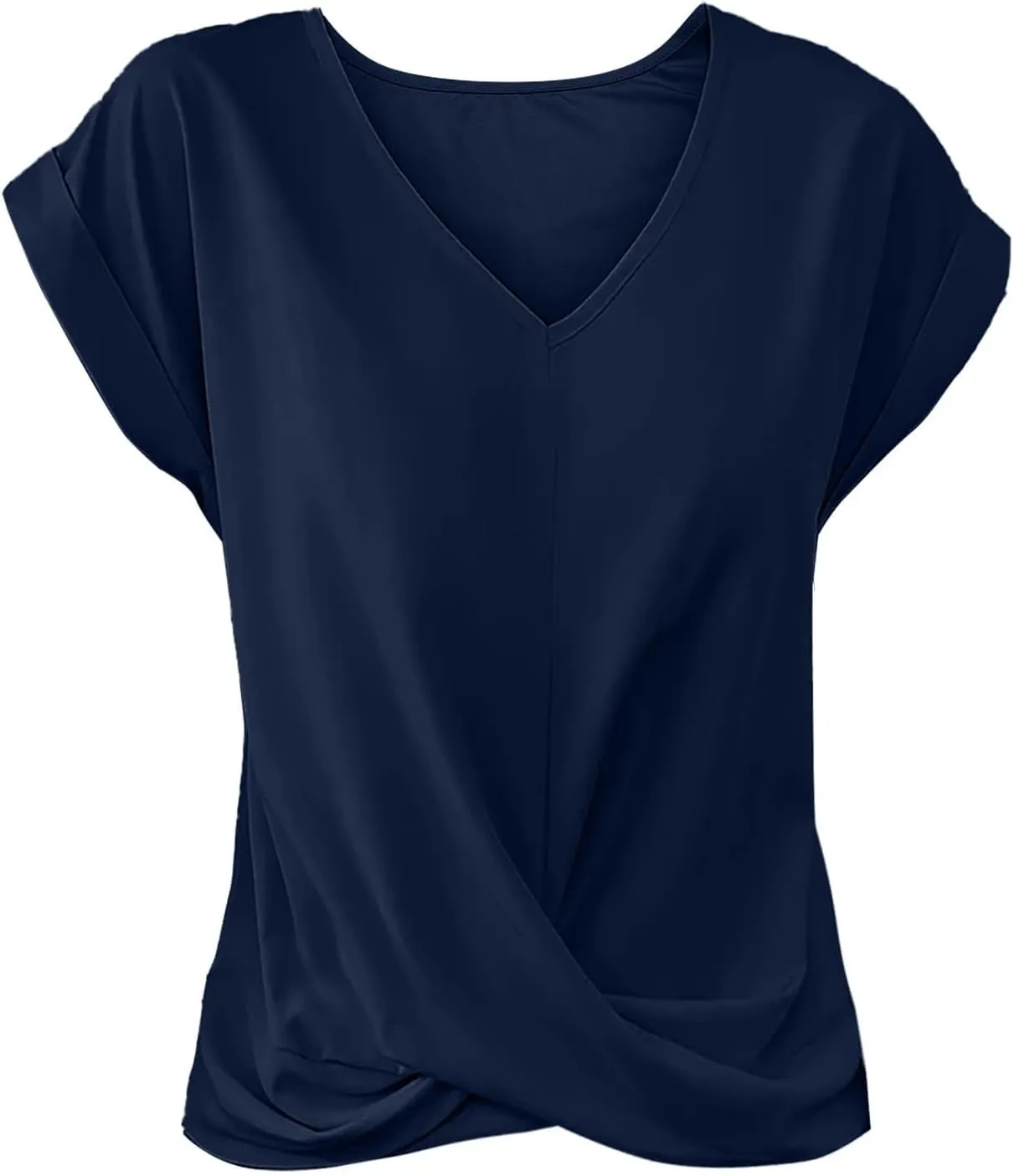 Summer Tops for Women 2025 Short Sleeve V Neck Blouses Twist Front T Shirts Casual Loose Fitting Dating Outfits Tees