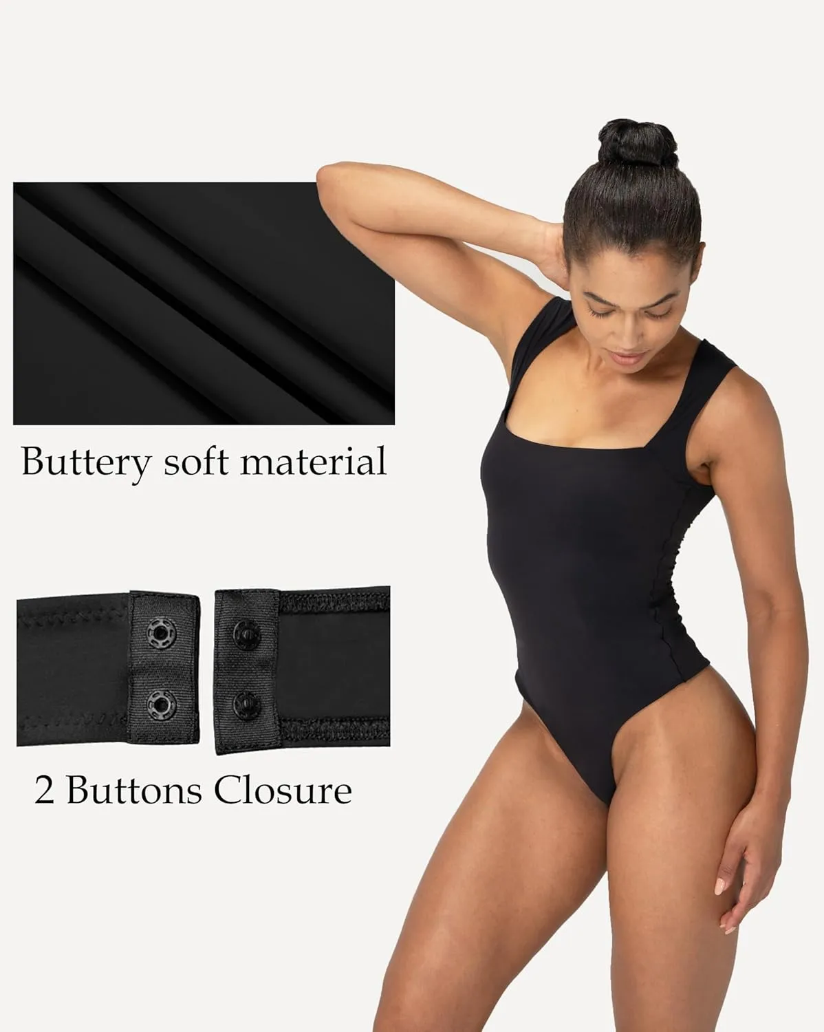 Sunzel Women's Sleeveless Square Neck Thong Bodysuits Sexy Tummy Control Body Suits Tank Tops