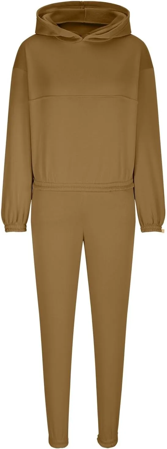 Sweatsuits For Womens 2 Piece Outfits Oversized Hoodie Fleece Sweatshirt And Jogger Sweatpants Y2K Matching Set
