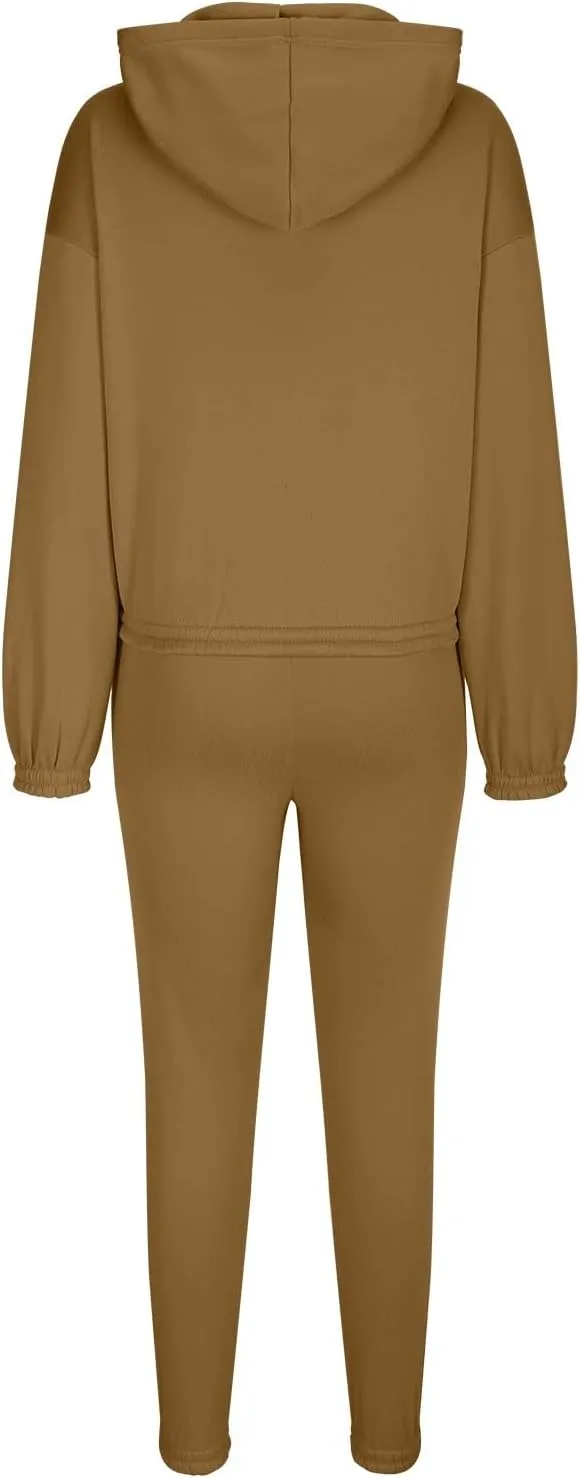 Sweatsuits For Womens 2 Piece Outfits Oversized Hoodie Fleece Sweatshirt And Jogger Sweatpants Y2K Matching Set