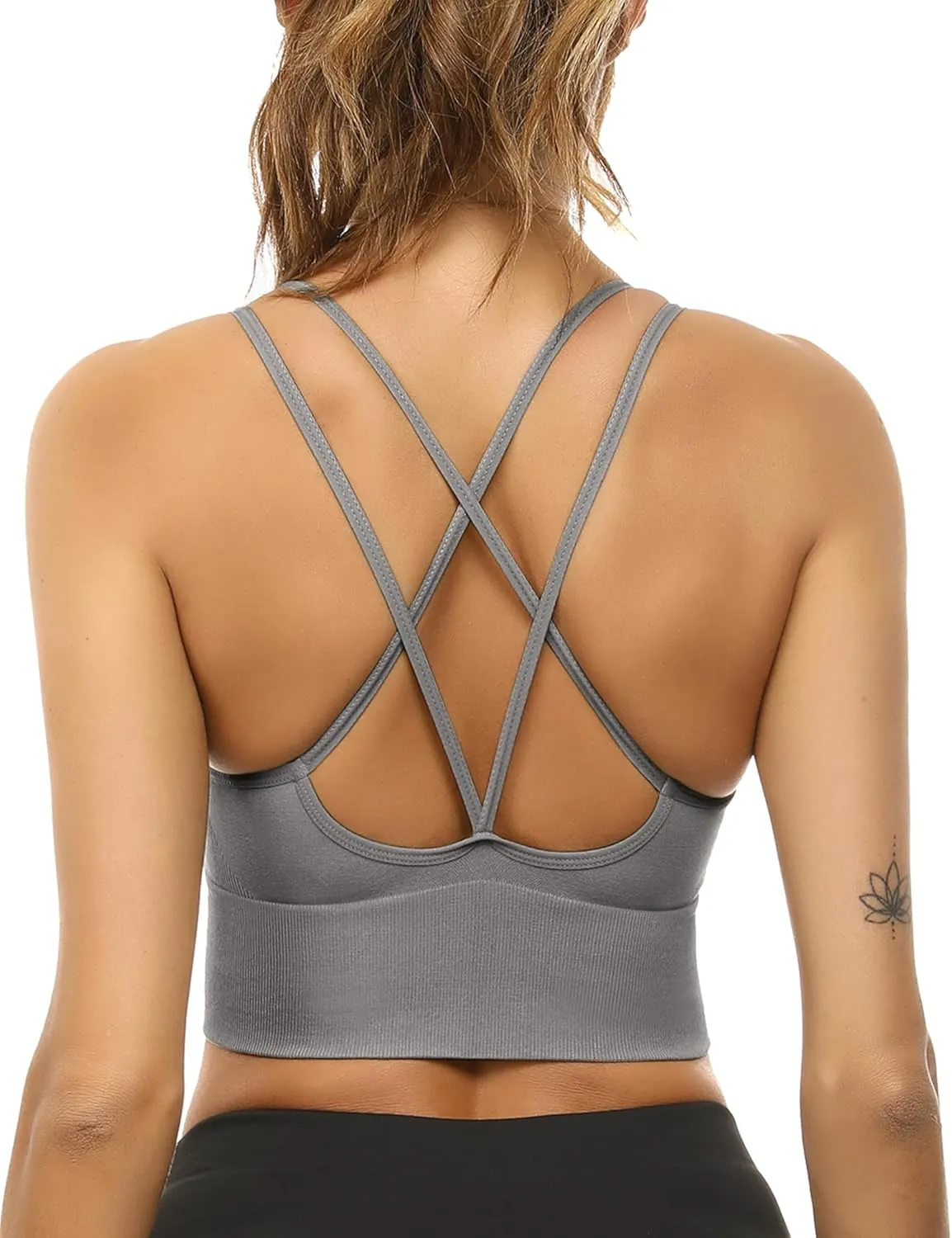 Sykooria Women's 3 Pack High Support Sports Bras Strappy Cross Back Padded Wokout Running Yoga Gym Bra