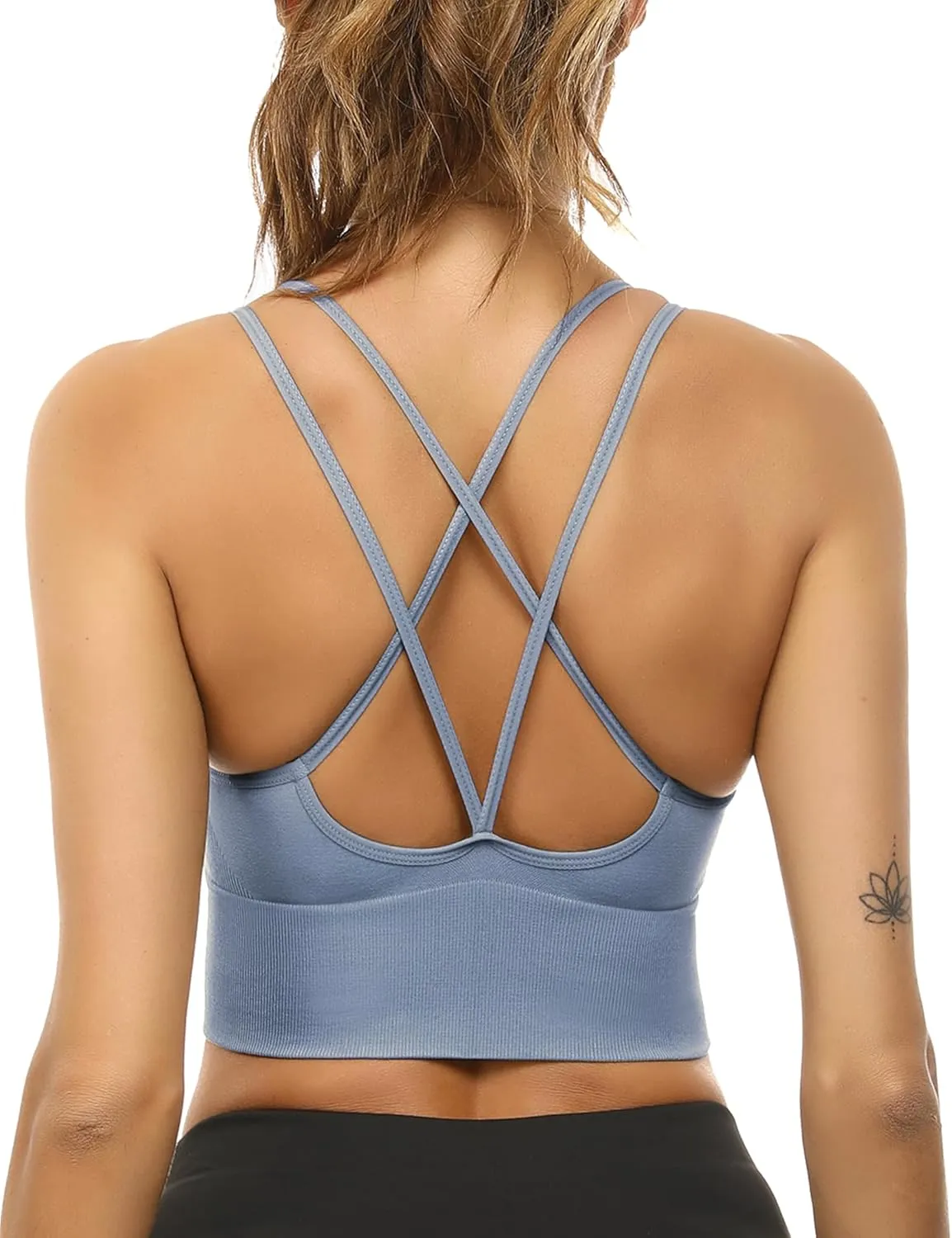Sykooria Women's 3 Pack High Support Sports Bras Strappy Cross Back Padded Wokout Running Yoga Gym Bra