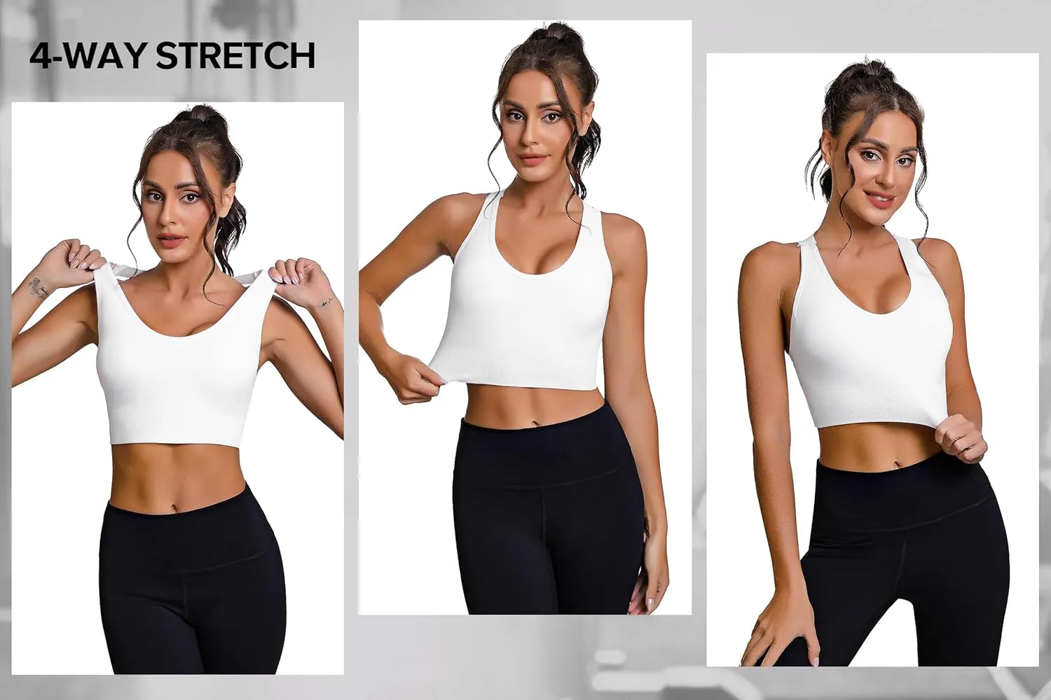 Sykooria Women's 3 Pack High Support Sports Bras Strappy Cross Back Padded Wokout Running Yoga Gym Bra