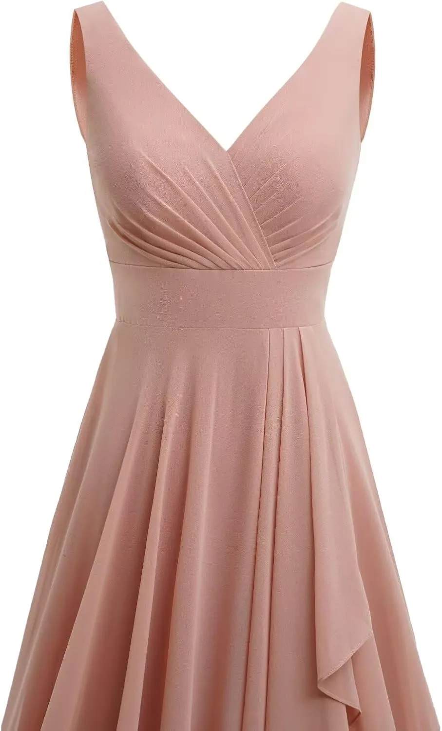 SYYS Double V Neck Bridesmaid Dress Long 2024 Flowy Chiffon Wedding Guest Dresses with Pockets SYYS411