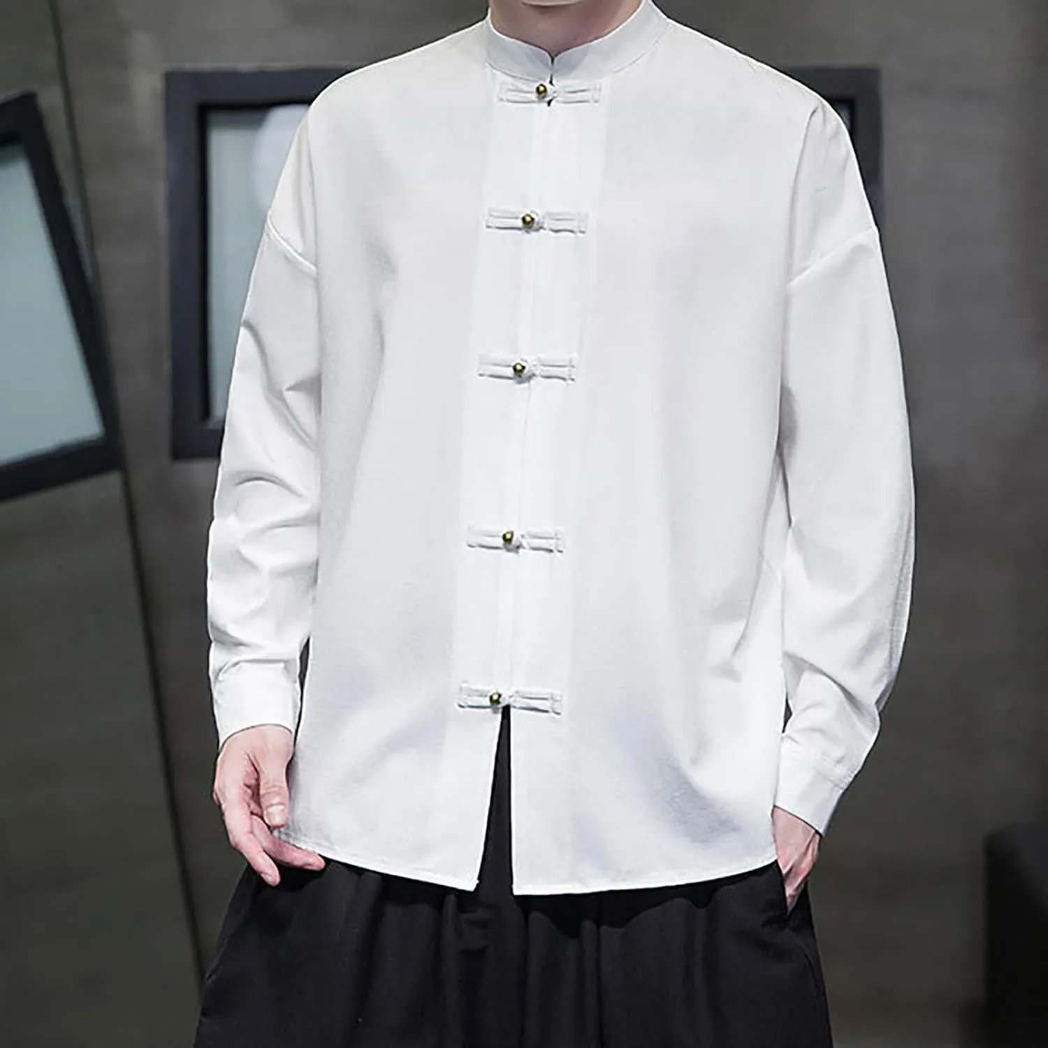 Tai Chi Clothing Chinese Traditional Uniform Tops Kung Fu Clothes Luxury Flowered Printed Button Down Satin Shirt Big&Tall