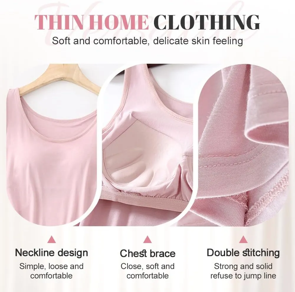 Tank Tops with Built in Bra for Women Summer Sleeveless Slim Fit Wider Strap Camisole Basic Workout Yoga Tops