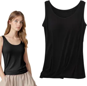 Tank Tops with Built in Bra for Women Summer Sleeveless Slim Fit Wider Strap Camisole Basic Workout Yoga Tops