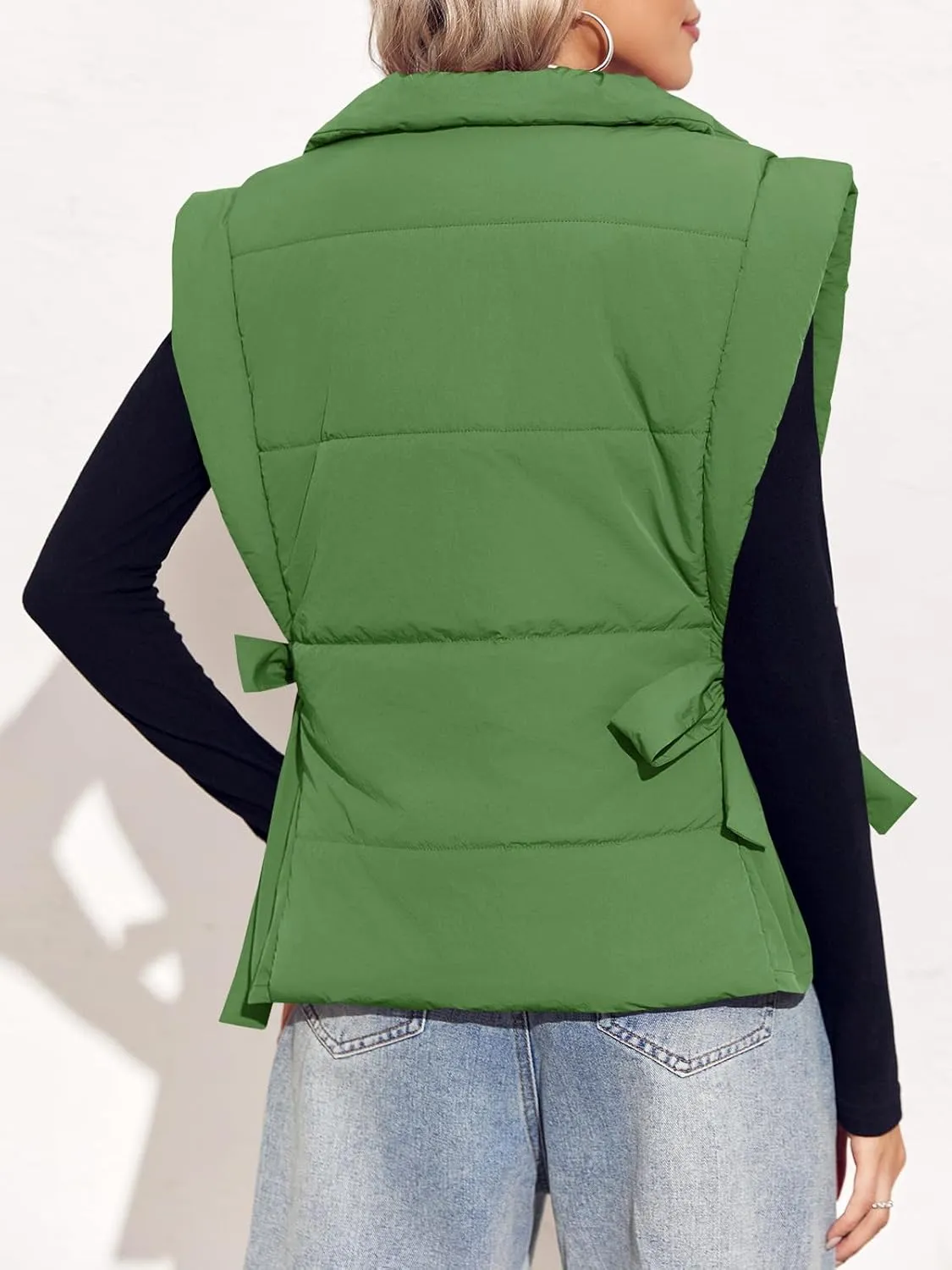 Tankaneo Womens Cropped Puffer Vest Cap Sleeve Zip Up Lightweight Padded Puffy Warm Coat