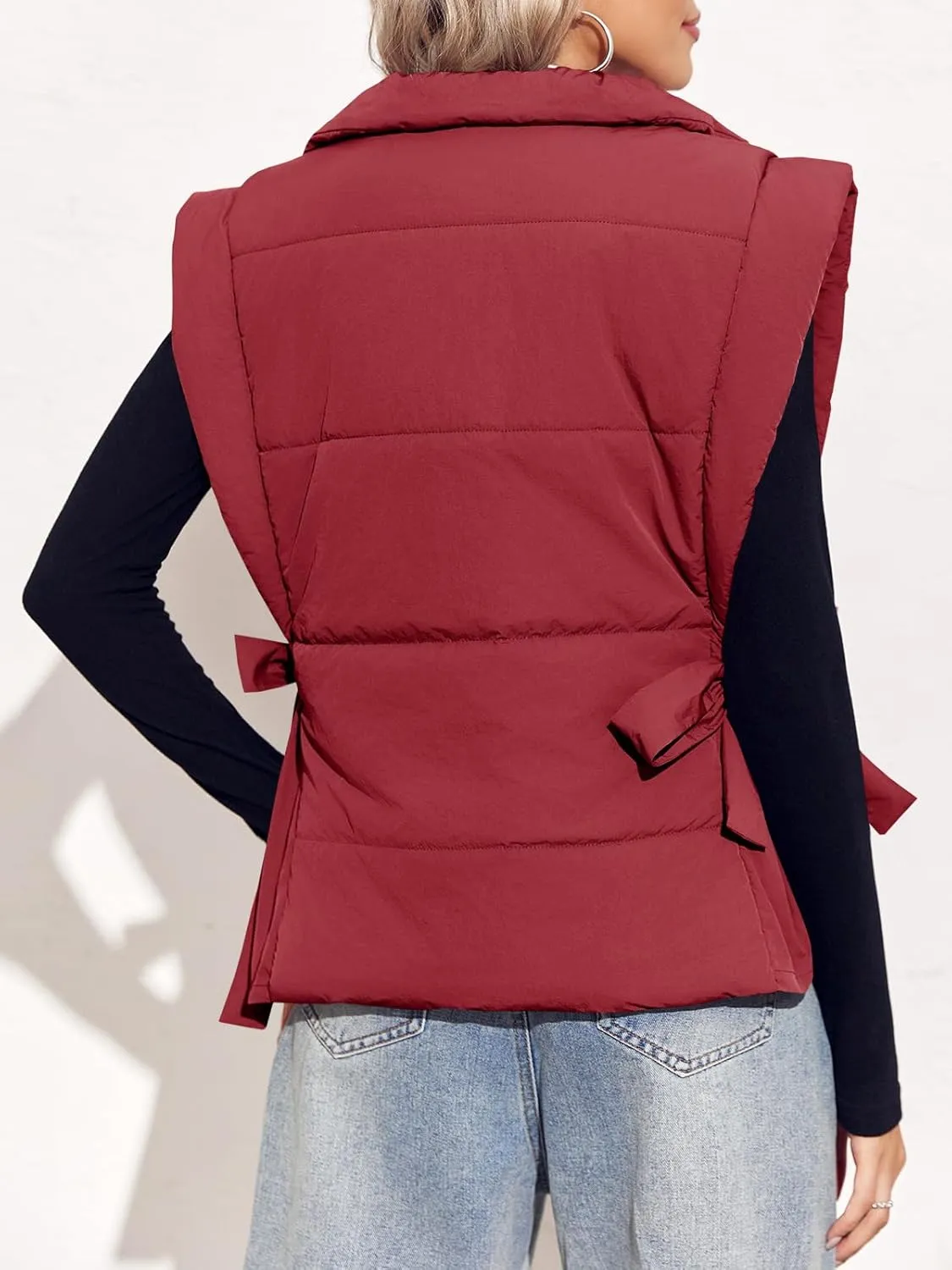 Tankaneo Womens Cropped Puffer Vest Cap Sleeve Zip Up Lightweight Padded Puffy Warm Coat