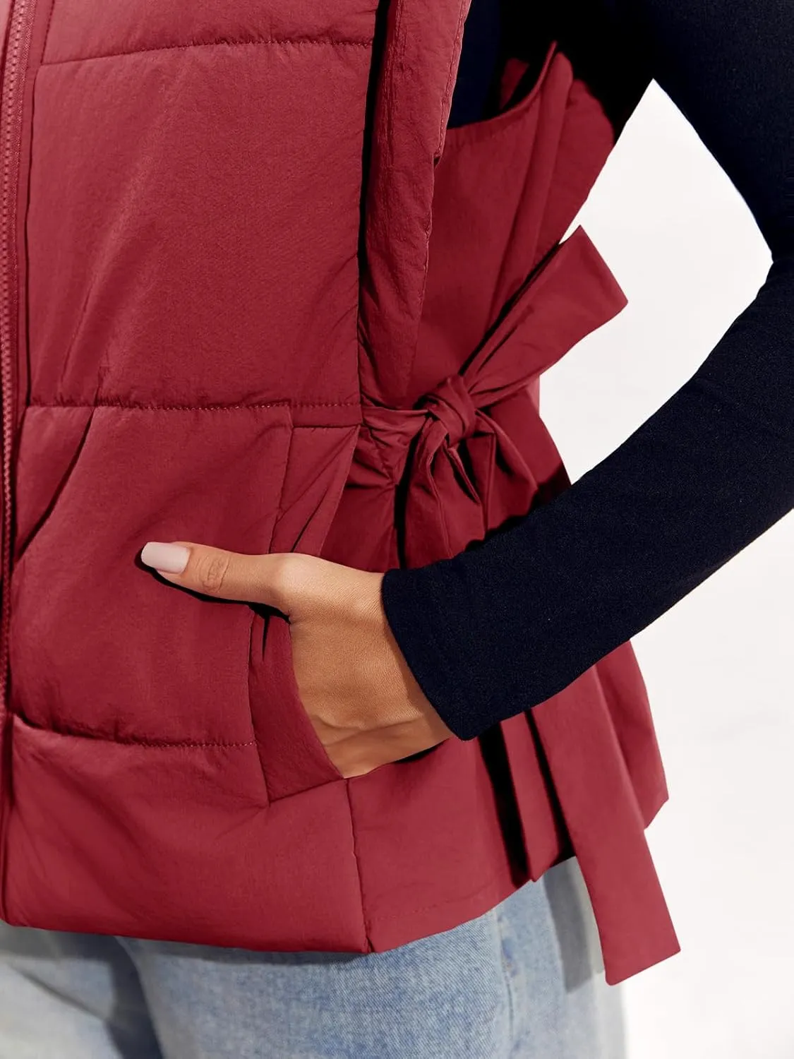 Tankaneo Womens Cropped Puffer Vest Cap Sleeve Zip Up Lightweight Padded Puffy Warm Coat