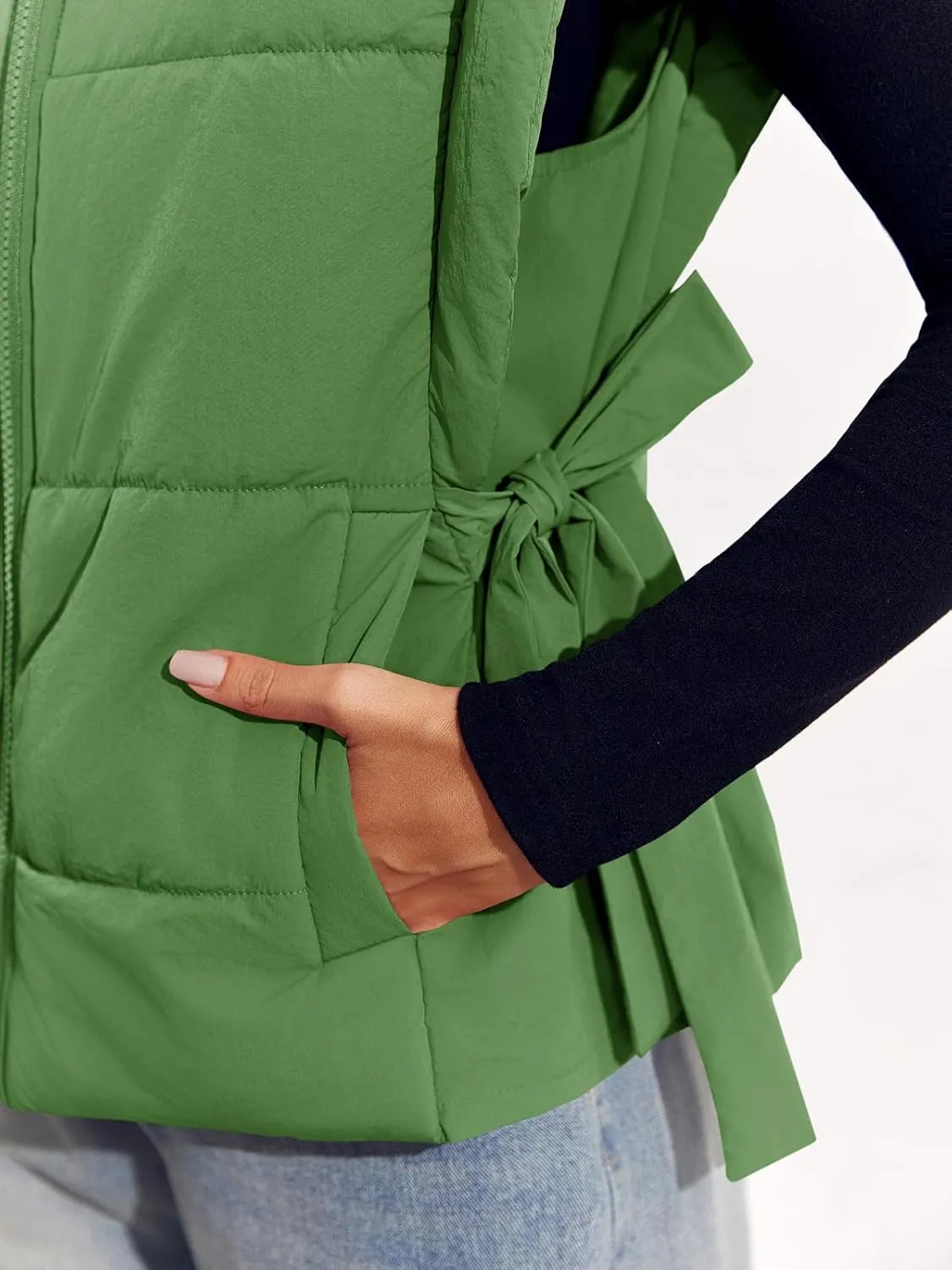 Tankaneo Womens Cropped Puffer Vest Cap Sleeve Zip Up Lightweight Padded Puffy Warm Coat