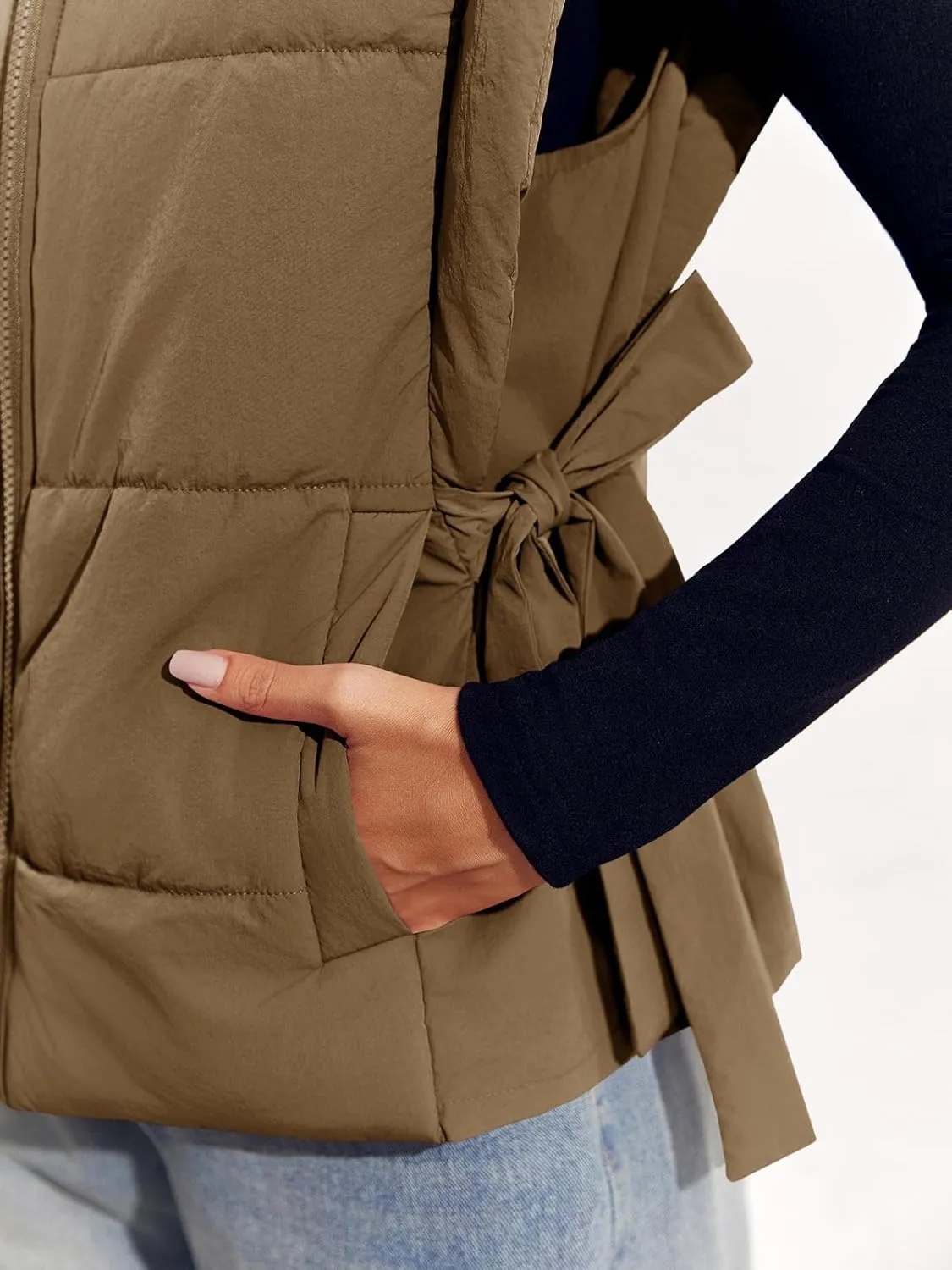 Tankaneo Womens Cropped Puffer Vest Cap Sleeve Zip Up Lightweight Padded Puffy Warm Coat