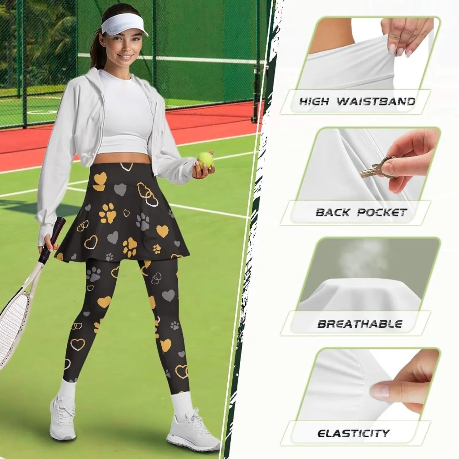 Tennis Skirt Women's Athletic Short Skirt with Leggings Skirts&Tennis Pickleball Clothing Activewear XS-3XL