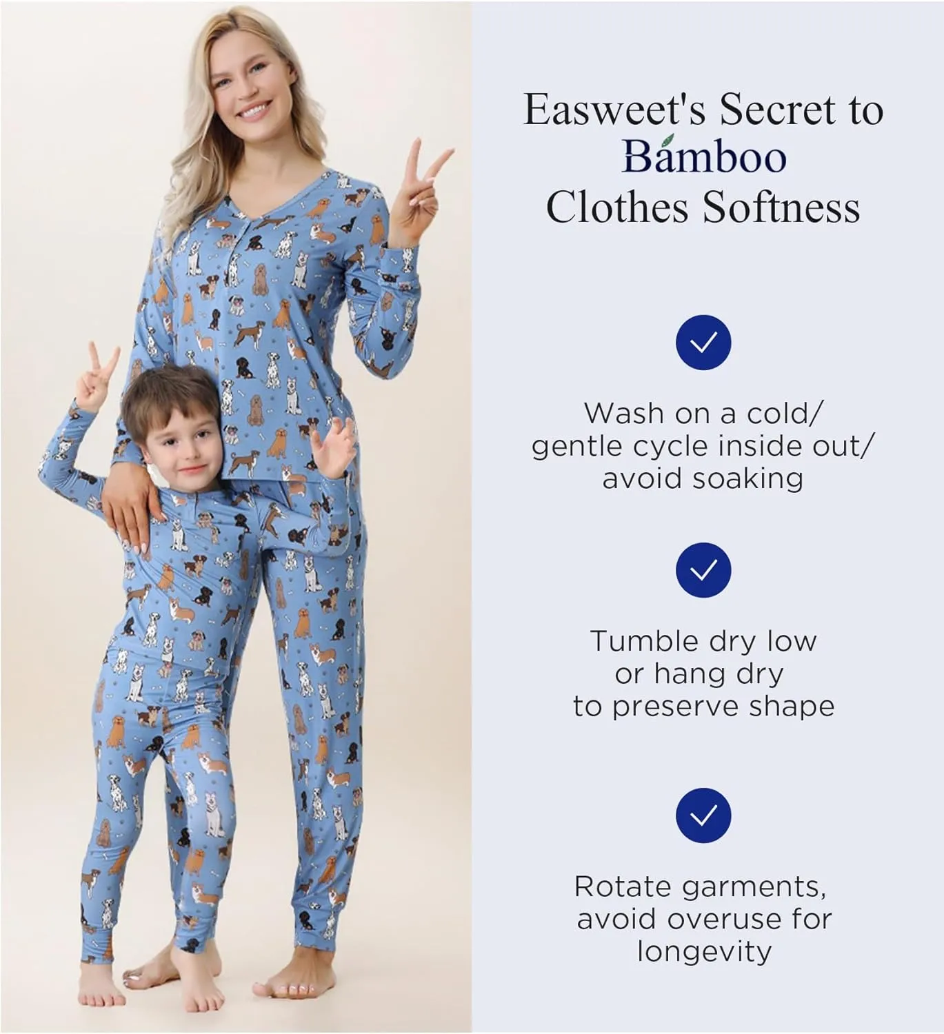 Toddler Boys' Sleepwear Bamboo Viscose Kids Long Sleeve Tops and Pants 2 Piece Pajama Sets
