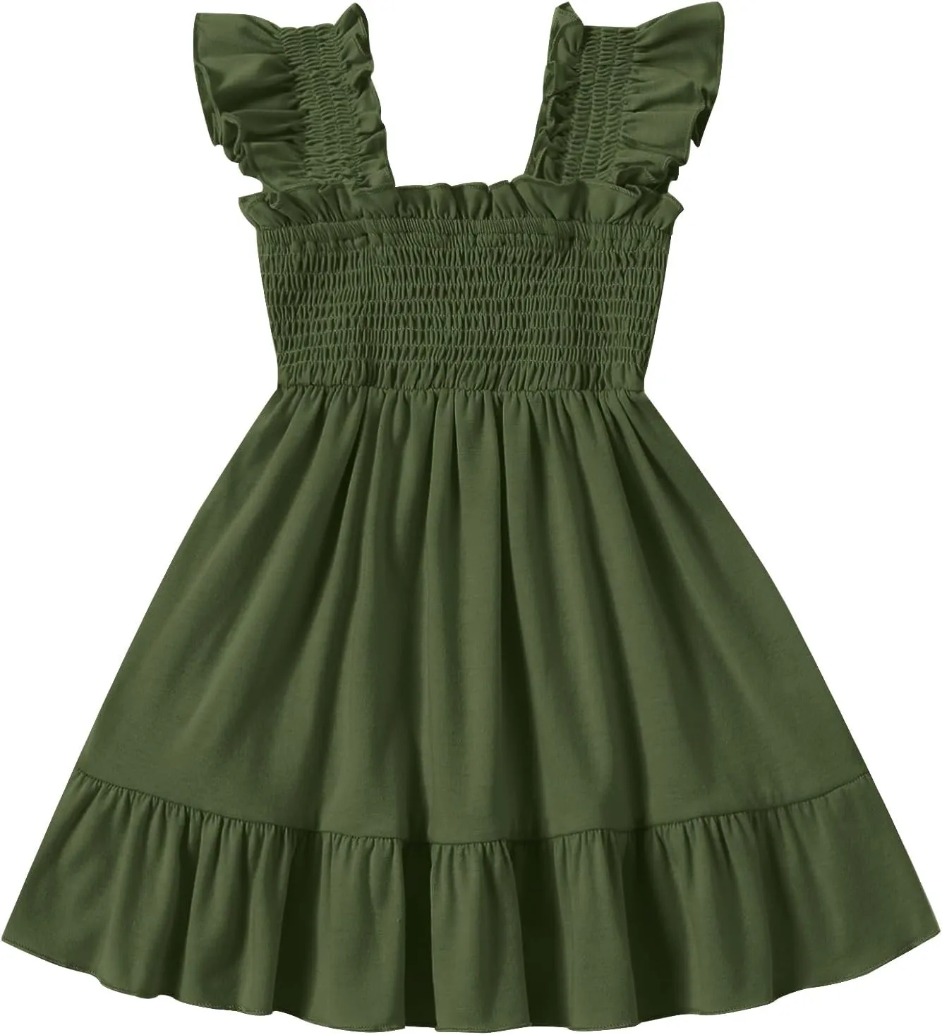 Toddler Girl Summer Dress Sleeveless Smocked Baby Dresses Square Neck Kids Tiered Boho Sundress Beach Casual Birthday