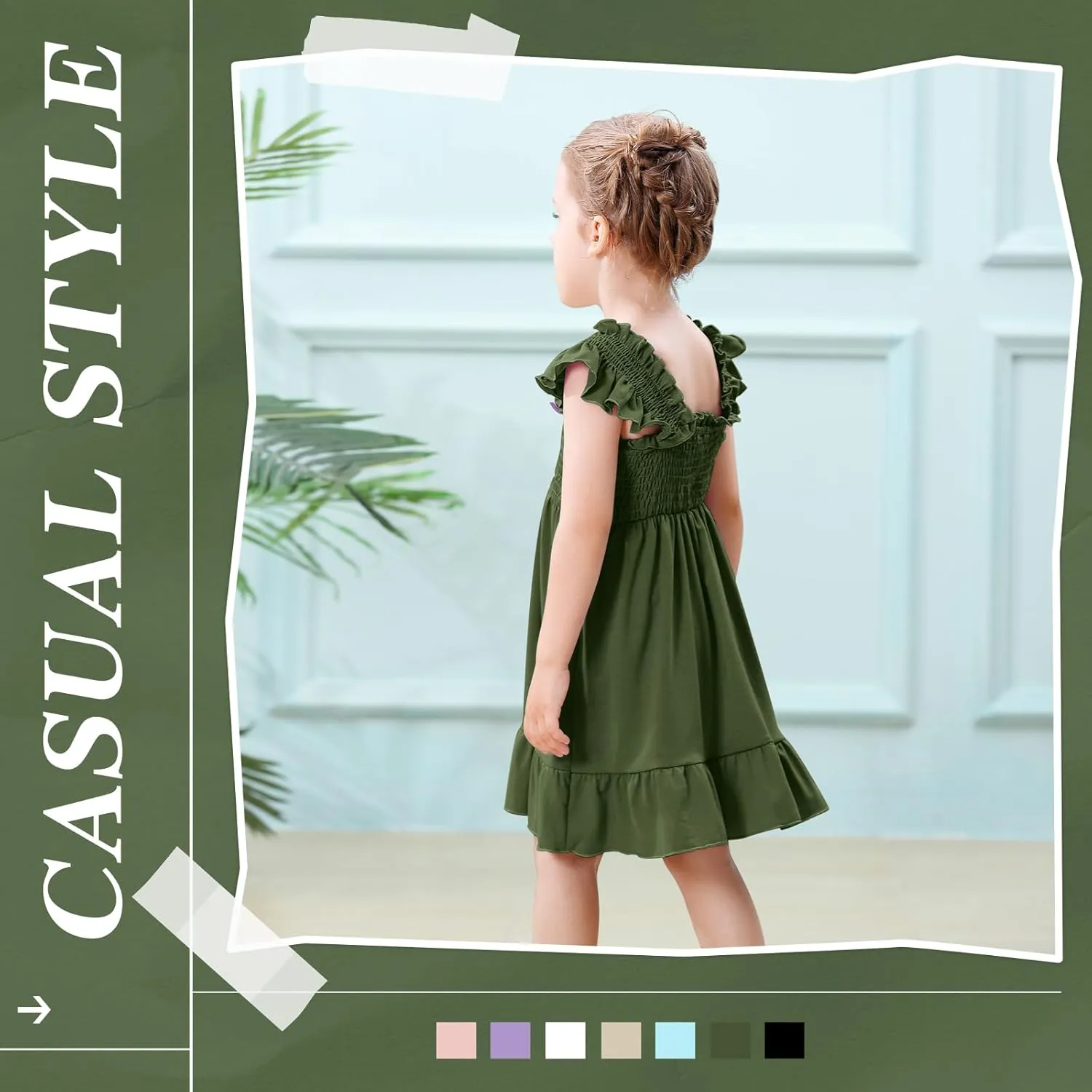 Toddler Girl Summer Dress Sleeveless Smocked Baby Dresses Square Neck Kids Tiered Boho Sundress Beach Casual Birthday