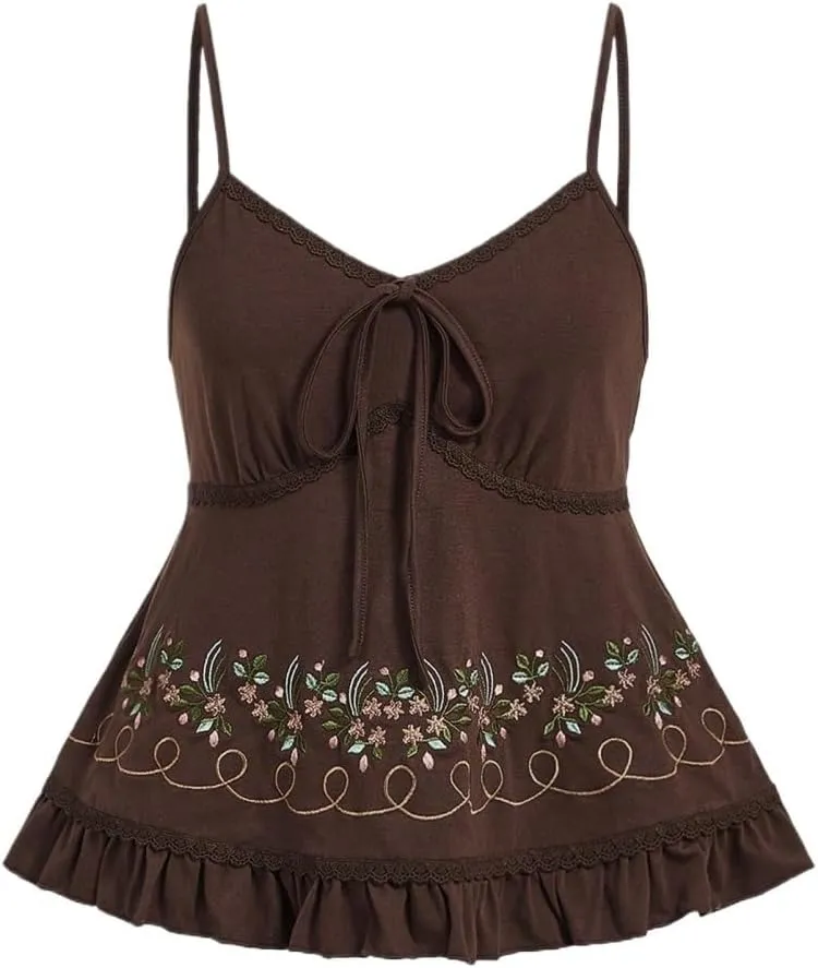 Tops for Women Fashion 2024 Front Drawstring Camisole for Summer Trendy Cami Tank Tops