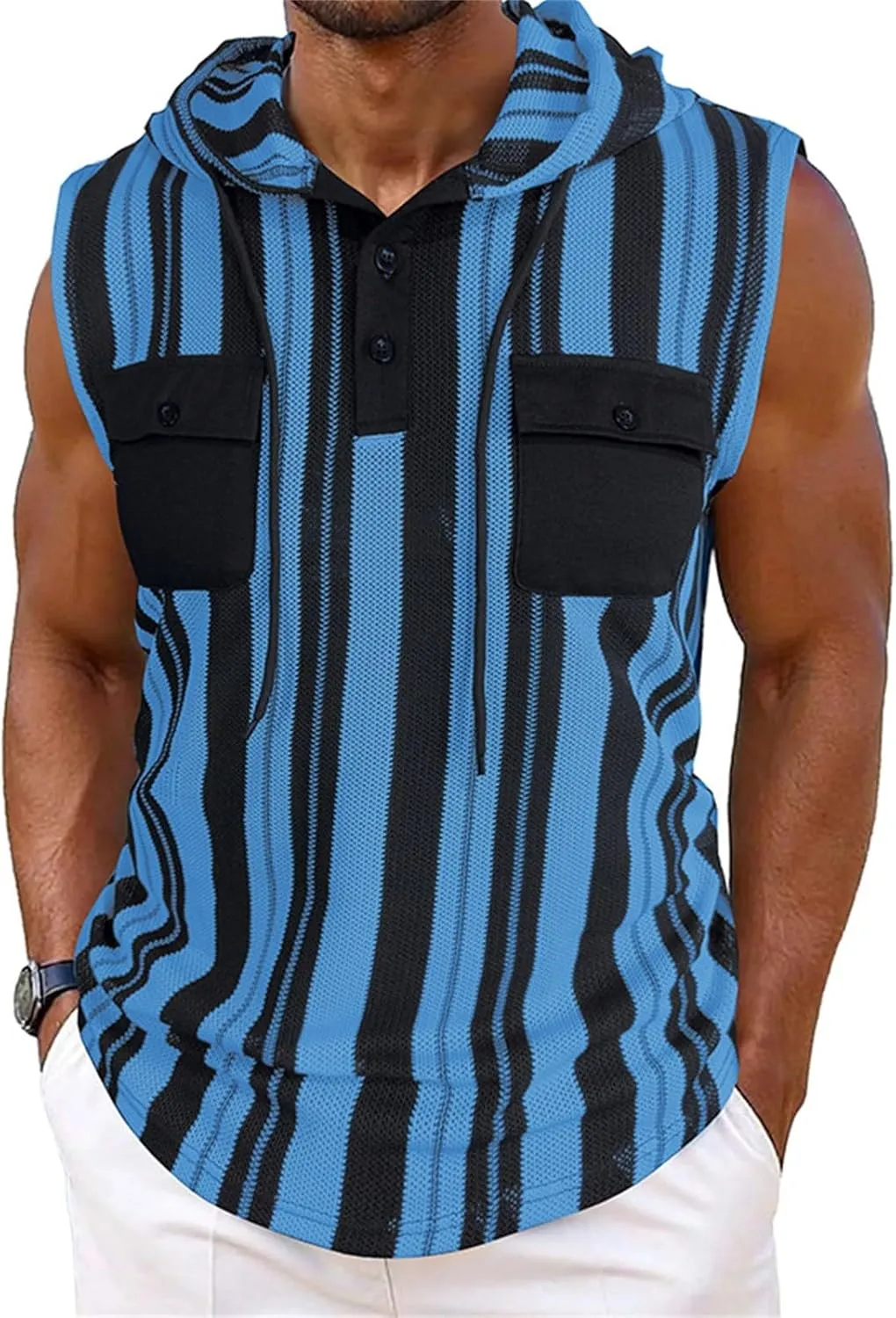 Trendy Outdoor Sleeveless Tops for Men Comfy Relaxed Fit Tank Shirt Moisture Wicking Casual Vacation Tees