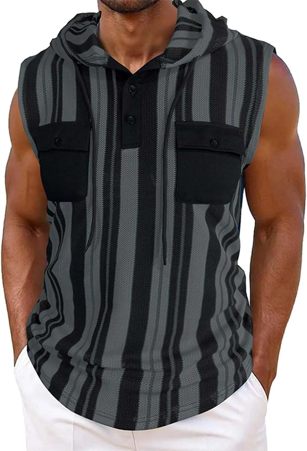 Trendy Outdoor Sleeveless Tops for Men Comfy Relaxed Fit Tank Shirt Moisture Wicking Casual Vacation Tees