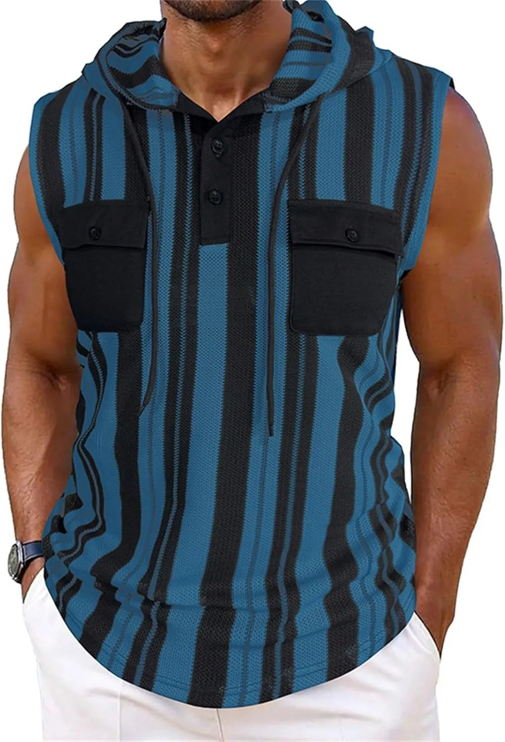 Trendy Outdoor Sleeveless Tops for Men Comfy Relaxed Fit Tank Shirt Moisture Wicking Casual Vacation Tees