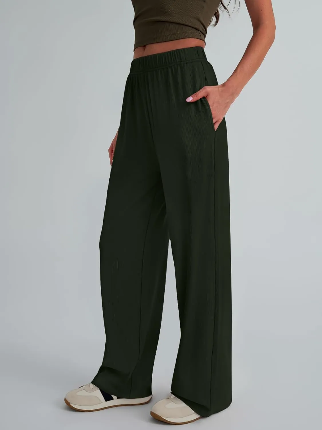 Trendy Queen Womens Wide Leg Pants Sweatpants Comfy Lounge Baggy Flowy Ribbed Pajama Pants Fall Fashion Clothes Outfits 2025