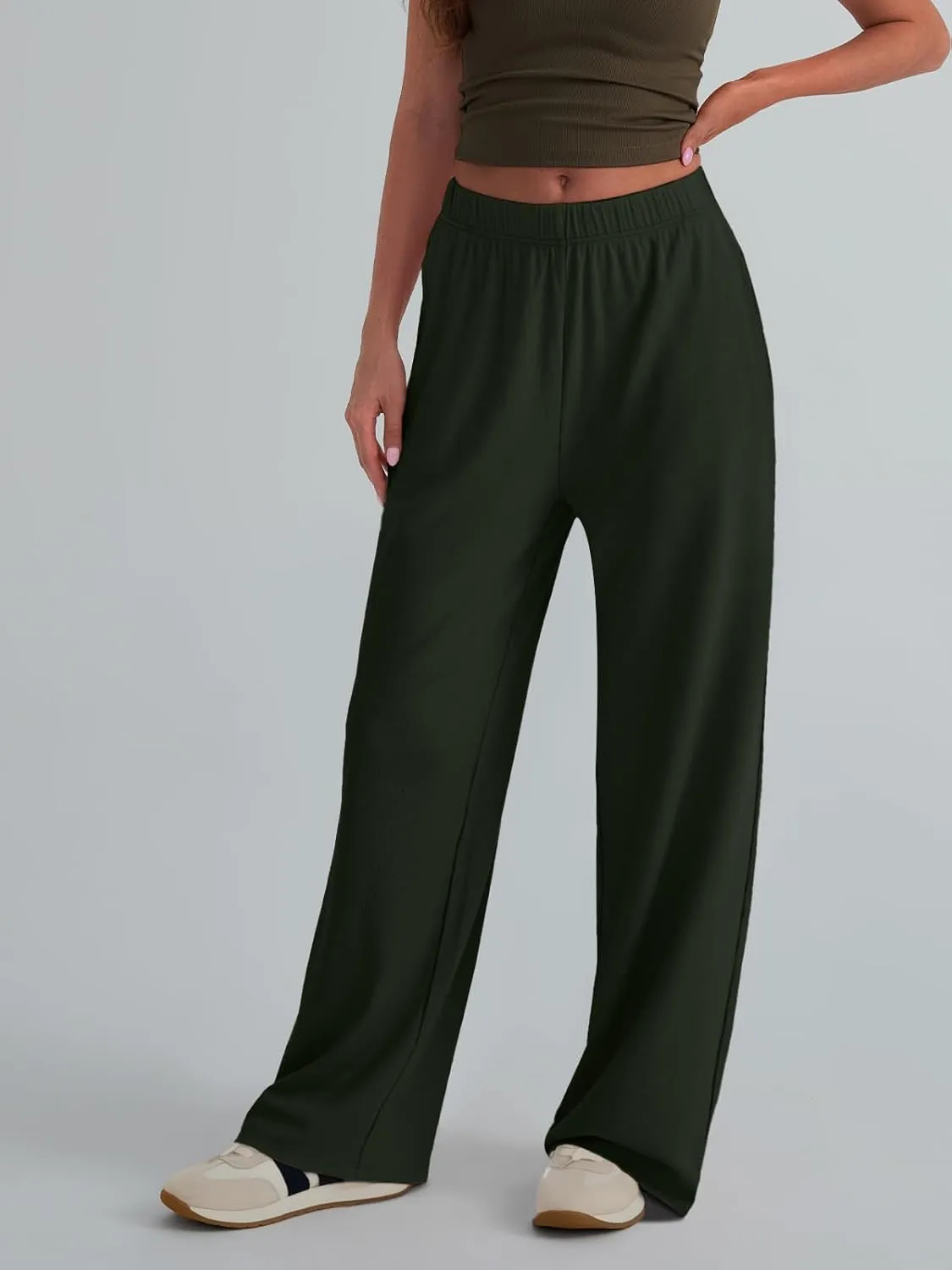 Trendy Queen Womens Wide Leg Pants Sweatpants Comfy Lounge Baggy Flowy Ribbed Pajama Pants Fall Fashion Clothes Outfits 2025