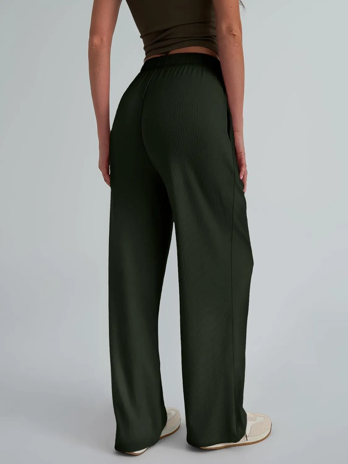 Trendy Queen Womens Wide Leg Pants Sweatpants Comfy Lounge Baggy Flowy Ribbed Pajama Pants Fall Fashion Clothes Outfits 2025