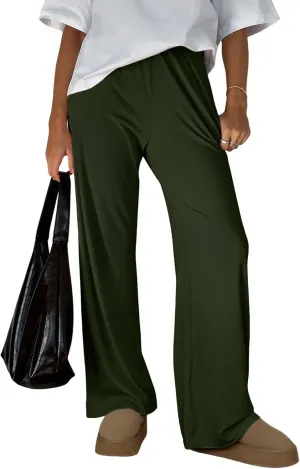 Trendy Queen Womens Wide Leg Pants Sweatpants Comfy Lounge Baggy Flowy Ribbed Pajama Pants Fall Fashion Clothes Outfits 2025