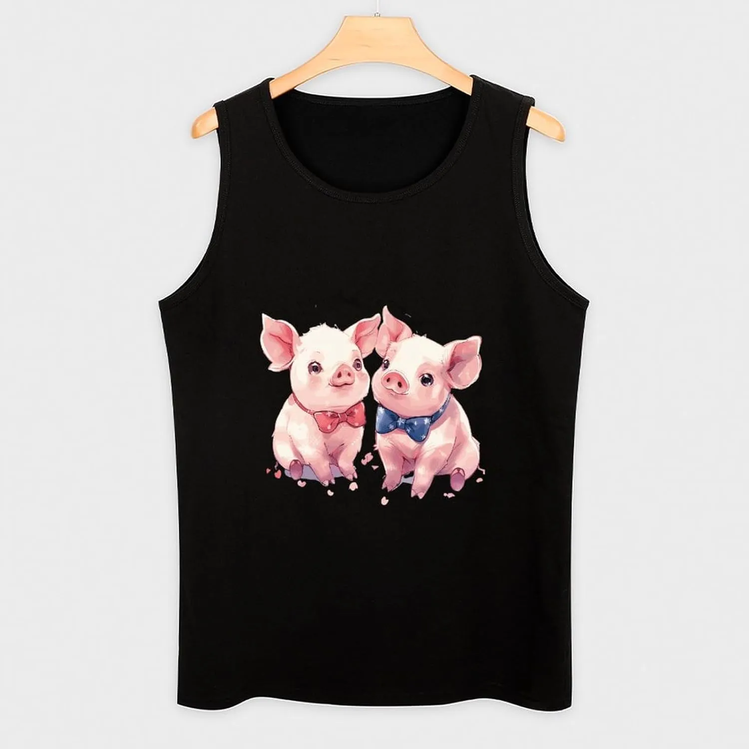 Two Cute Pigs Mens Tank Top Cotton Undershirt Crewneck Sleeveless Shirt for Summer