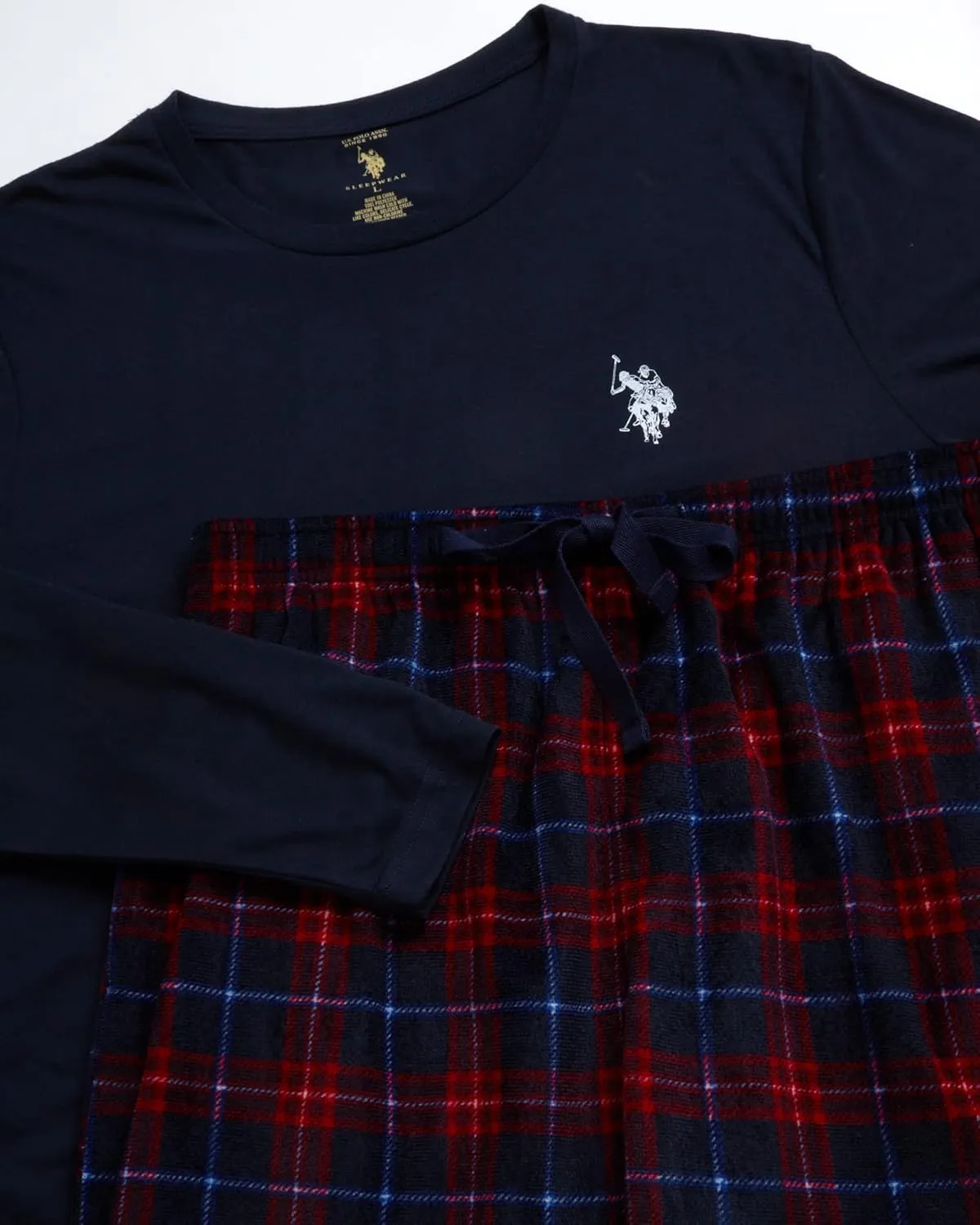 U.S. Polo Assn. Men's Pajama Set - 2 Piece Long Sleeve T-Shirt and Fleece Lounge Pants, Gift Box