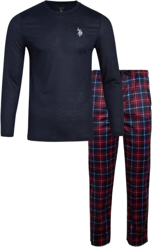 U.S. Polo Assn. Men's Pajama Set - 2 Piece Long Sleeve T-Shirt and Fleece Lounge Pants, Gift Box