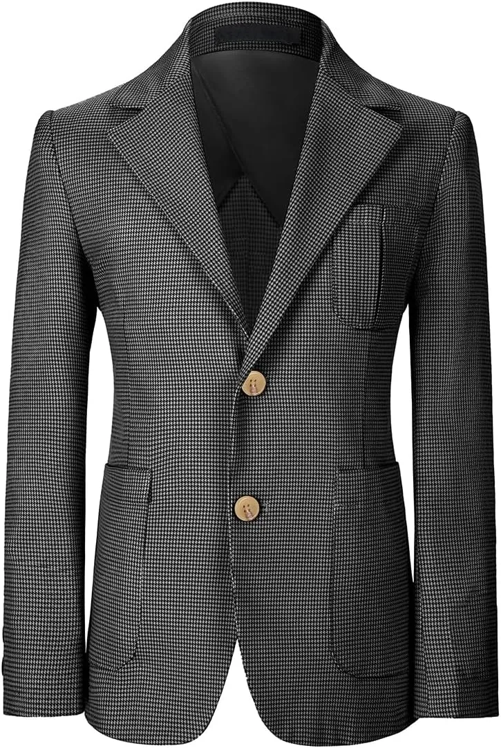 Visaccy Kids Blazers for Boys Slim Fit Suit Blazer Boy Formal Single Breasted Closure School Jacket