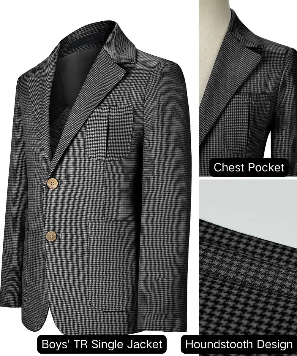 Visaccy Kids Blazers for Boys Slim Fit Suit Blazer Boy Formal Single Breasted Closure School Jacket