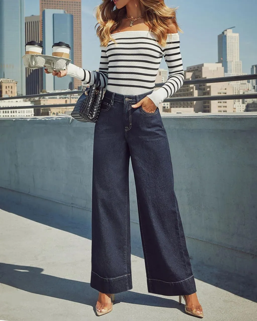 Wide Leg Jeans for Women - High Waisted Baggy Jeans Stretch Loose Denim Pants