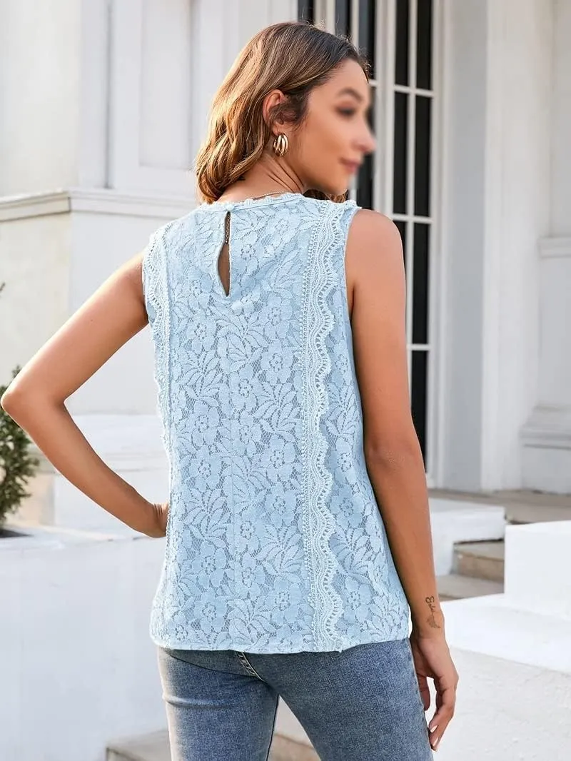 Women Lace Vest Tank Tops Camisole T-Shirts Streetwear Casual Sleeveless Sexy Tops T-Shirts