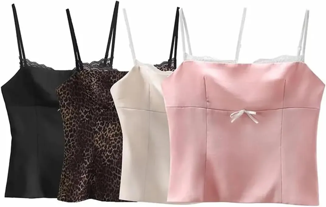 Women Solid Color Lace Short Camisole Sleeveless Backless Tank Tops Off Shoulder Evening Party Vest