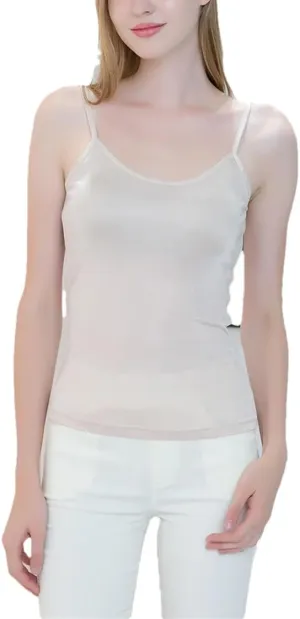 Women Solid Color Shpaghetti Strap Camisoles Adjustable Tank Tops Spring Summer Basic Sleeveless Cami