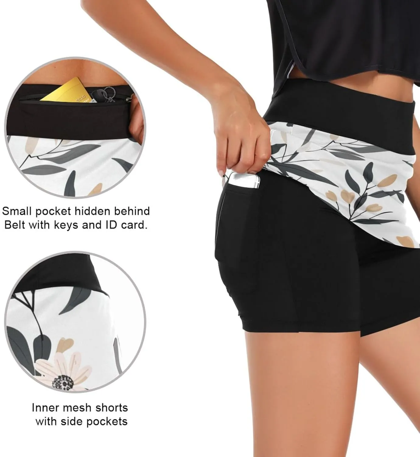 Women Tennis Skirts Golf Athletic Activewear Skorts with Pockets Summer Mini Skirt Shorts for Workout Running Hiking