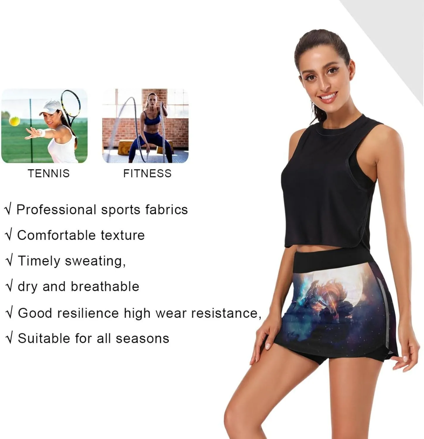 Women Tennis Skirts Golf Athletic Activewear Skorts with Pockets Summer Mini Skirt Shorts for Workout Running Hiking