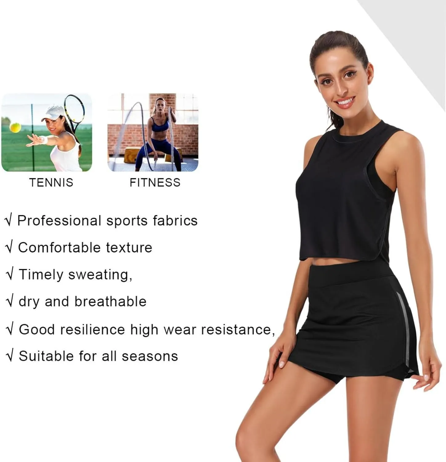 Women Tennis Skirts Golf Athletic Activewear Skorts with Pockets Summer Mini Skirt Shorts for Workout Running Hiking