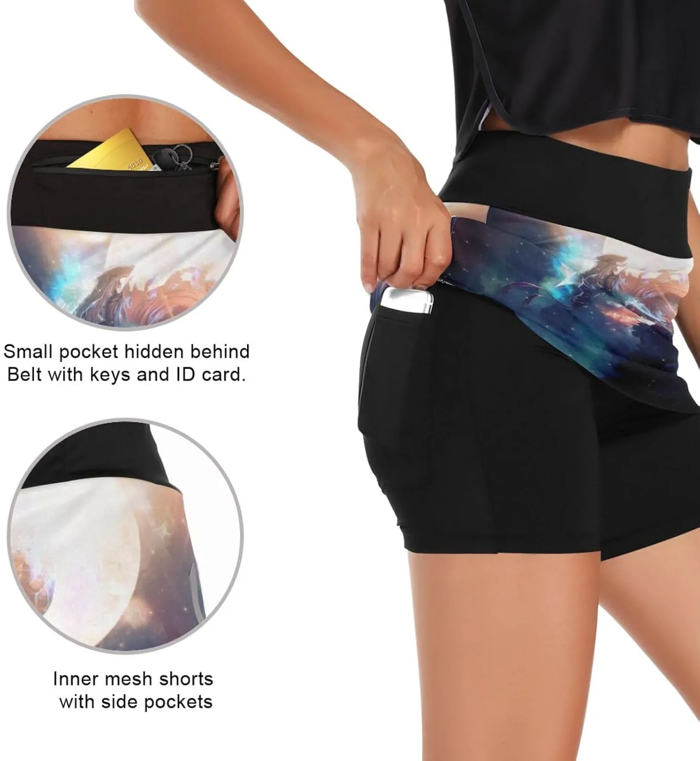 Women Tennis Skirts Golf Athletic Activewear Skorts with Pockets Summer Mini Skirt Shorts for Workout Running Hiking