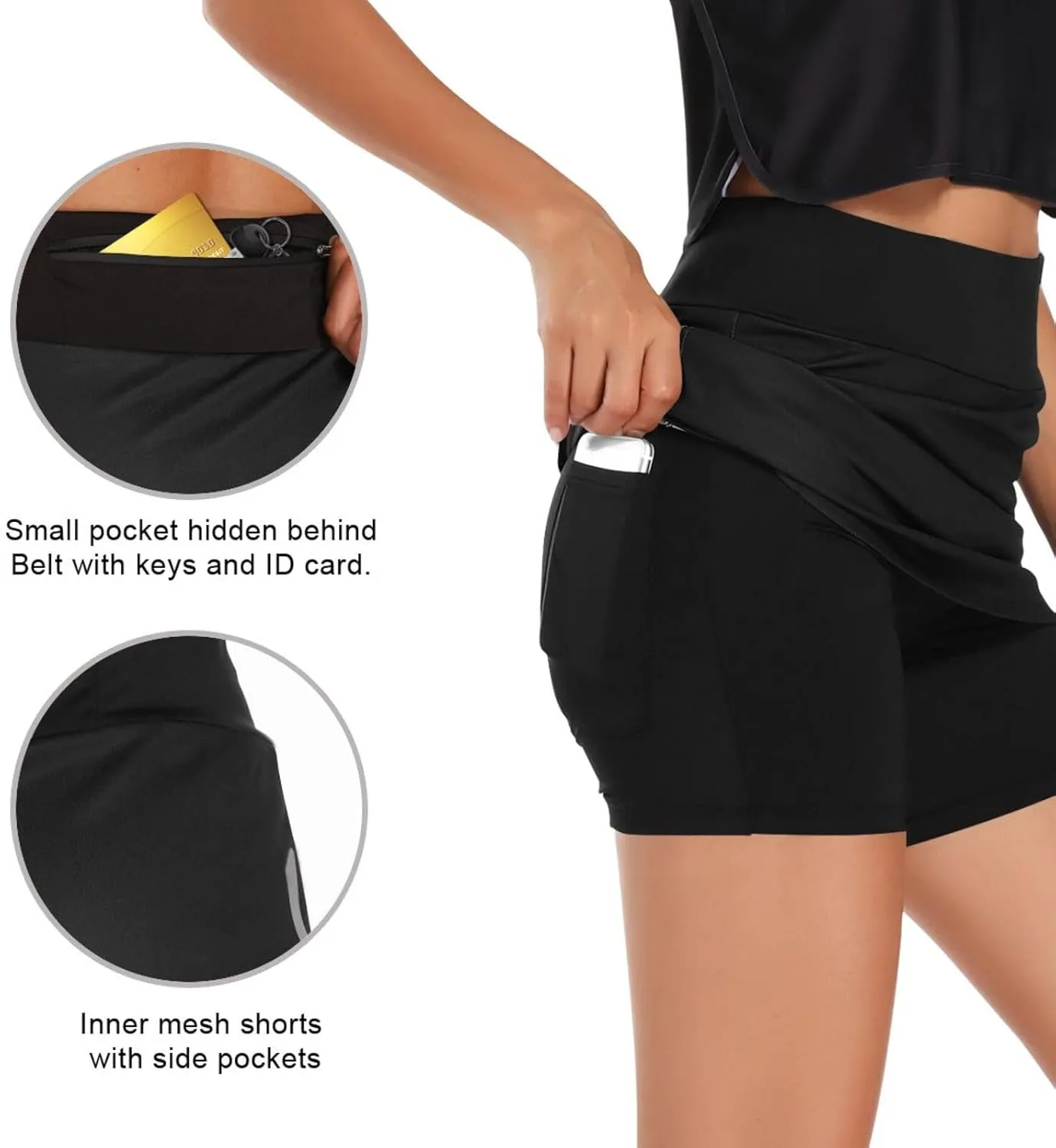 Women Tennis Skirts Golf Athletic Activewear Skorts with Pockets Summer Mini Skirt Shorts for Workout Running Hiking