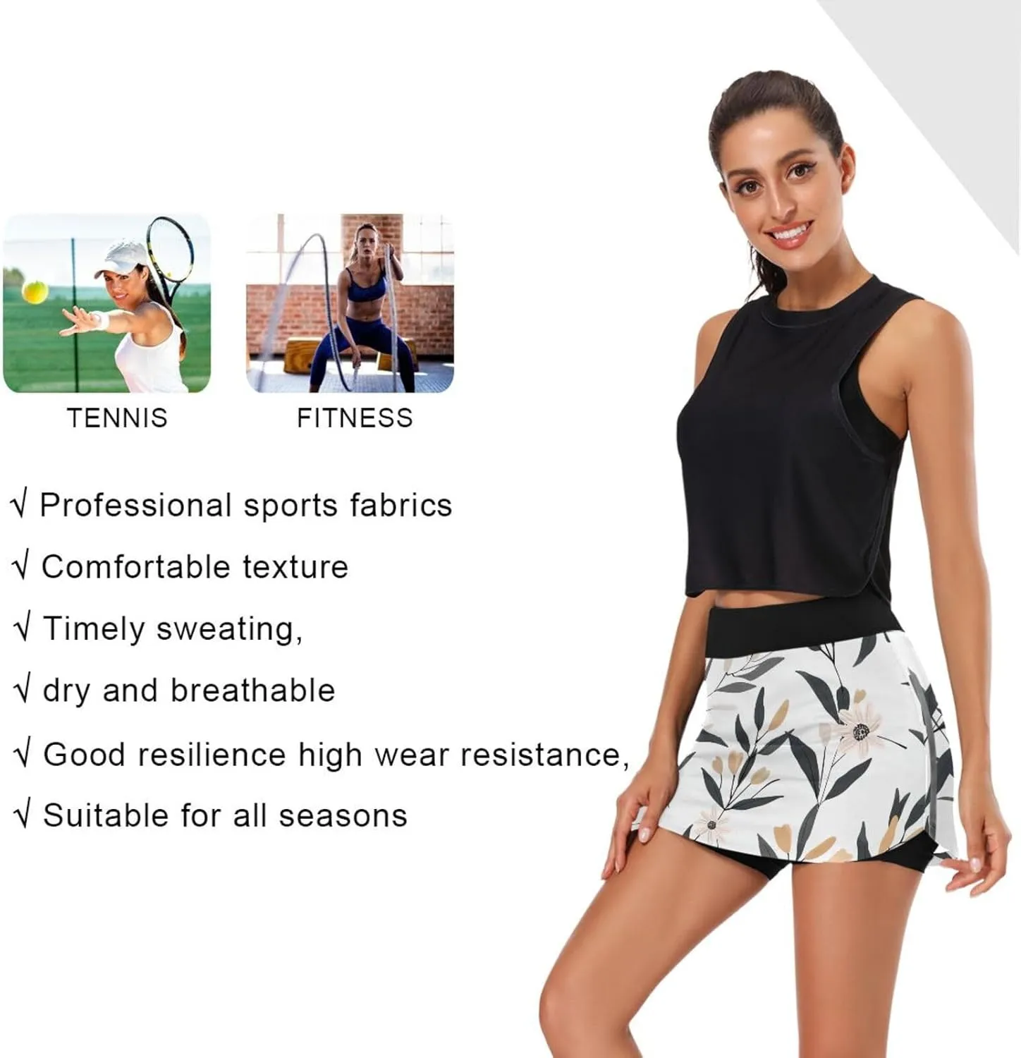 Women Tennis Skirts Golf Athletic Activewear Skorts with Pockets Summer Mini Skirt Shorts for Workout Running Hiking