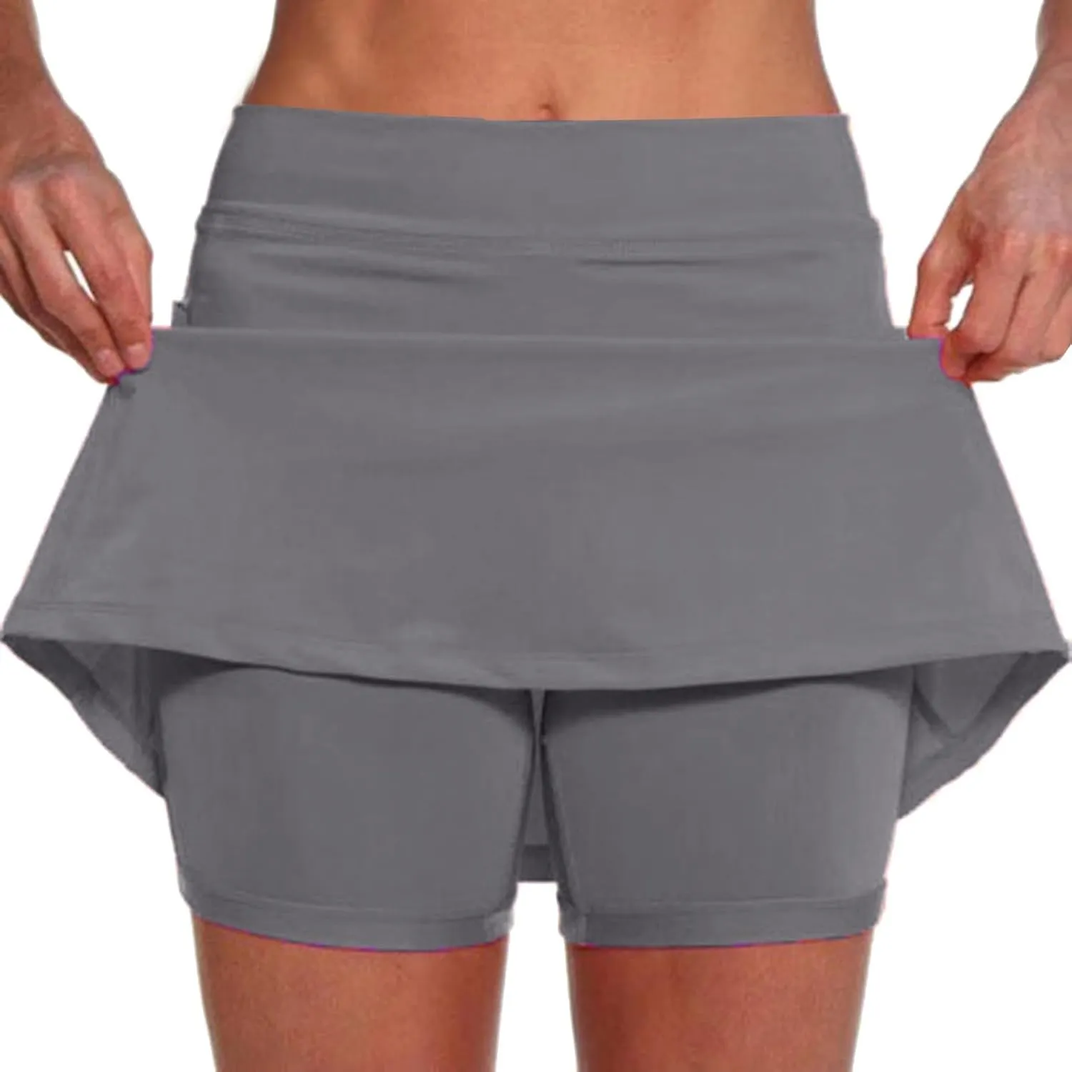 Womens Athletic Skort Tummy Control Skirt with Shorts High Waist Elastic Waist Gym Sport Yoga Tennis Activewear