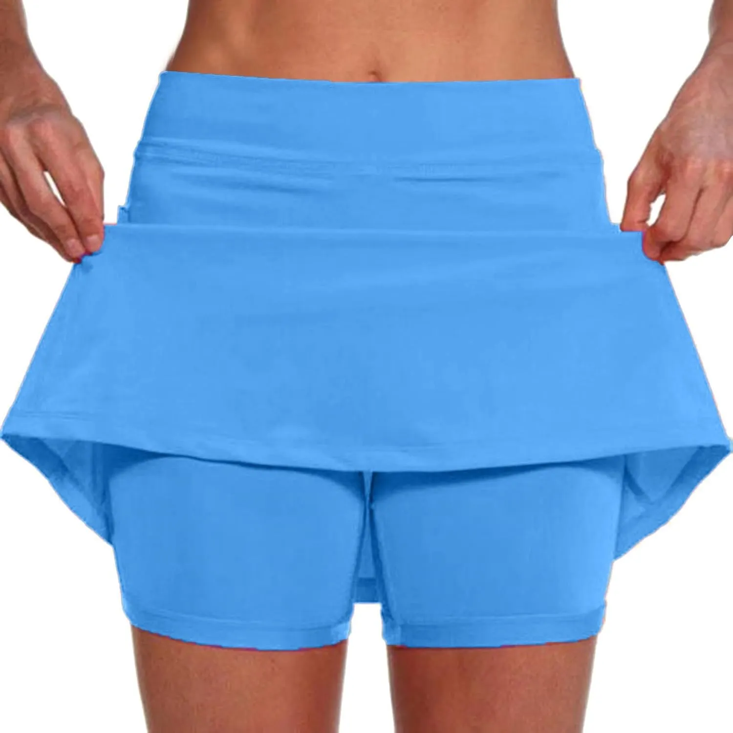 Womens Athletic Skort Tummy Control Skirt with Shorts High Waist Elastic Waist Gym Sport Yoga Tennis Activewear