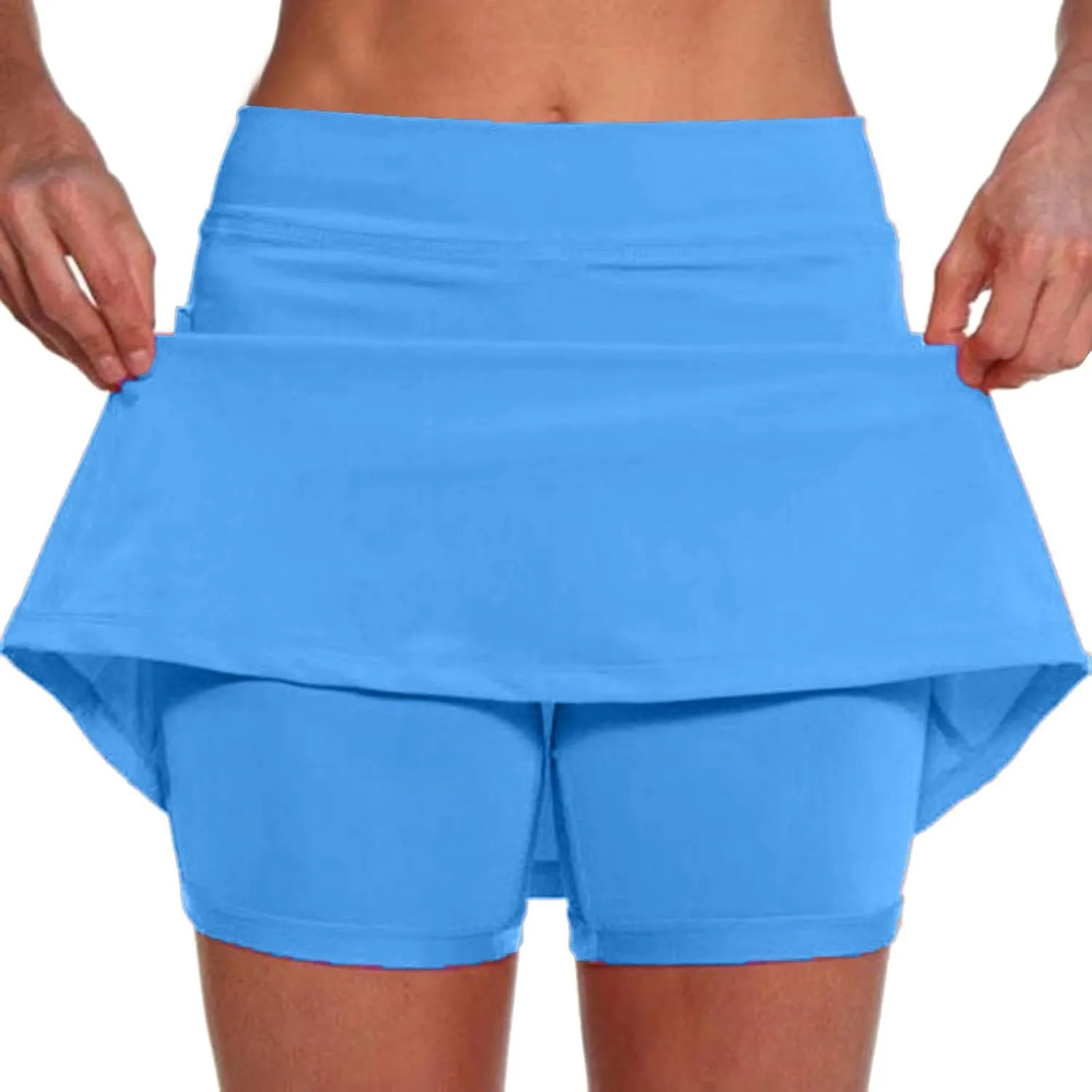 Womens Athletic Skort Tummy Control Skirt with Shorts High Waist Elastic Waist Gym Sport Yoga Tennis Activewear