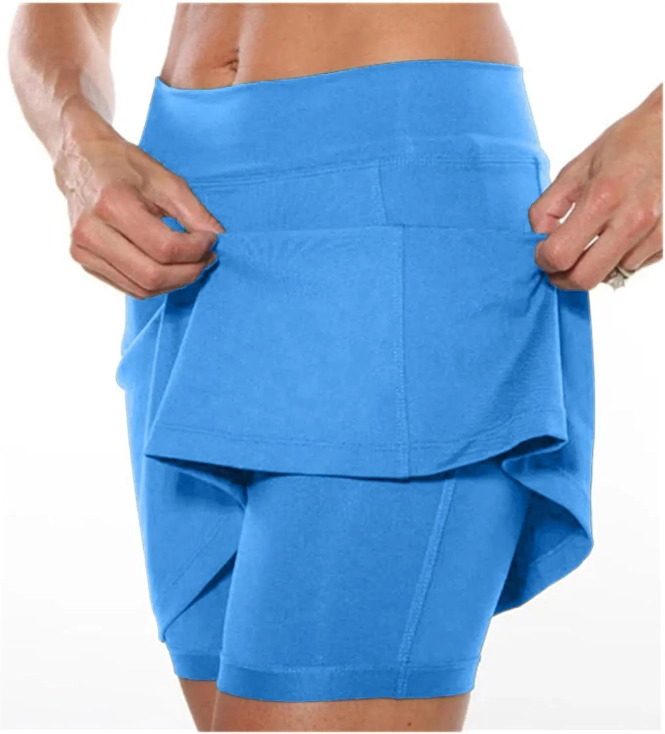 Womens Athletic Skort Tummy Control Skirt with Shorts High Waist Elastic Waist Gym Sport Yoga Tennis Activewear