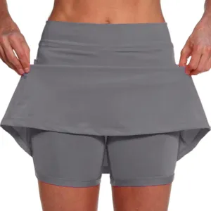 Womens Athletic Skort Tummy Control Skirt with Shorts High Waist Elastic Waist Gym Sport Yoga Tennis Activewear