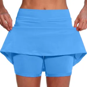 Womens Athletic Skort Tummy Control Skirt with Shorts High Waist Elastic Waist Gym Sport Yoga Tennis Activewear