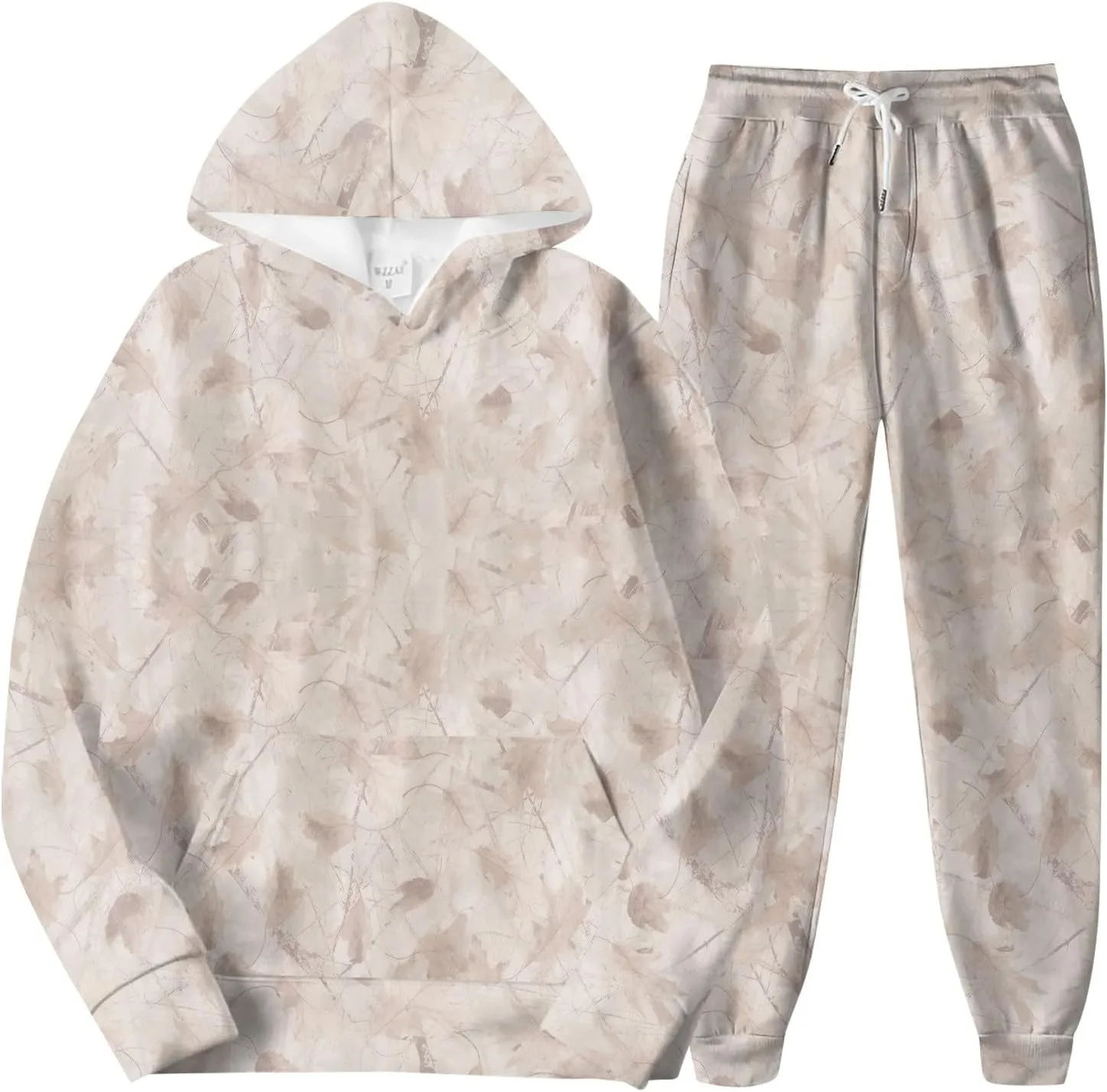 Women's Camo Sweatsuit Set - 2 Piece: Oversized Maple Leaf Print Hoodie & Sweatpants